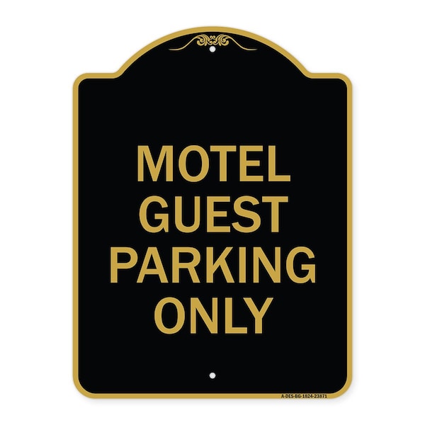 Signmission Designer Series Sign Motel Guest Parking Only, Black & Gold Aluminum Sign, 18" x 24", BG-1824-23871 A-DES-BG-1824-23871 - main
